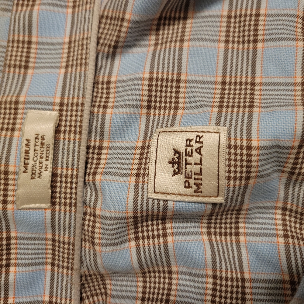 Peter Millar Long Sleeve Houndstooth Plaid Gingham Print Button Down - Picture 3 of 3